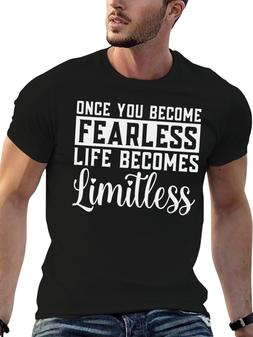 Fearless Limitless Motivational Black T-Shirt