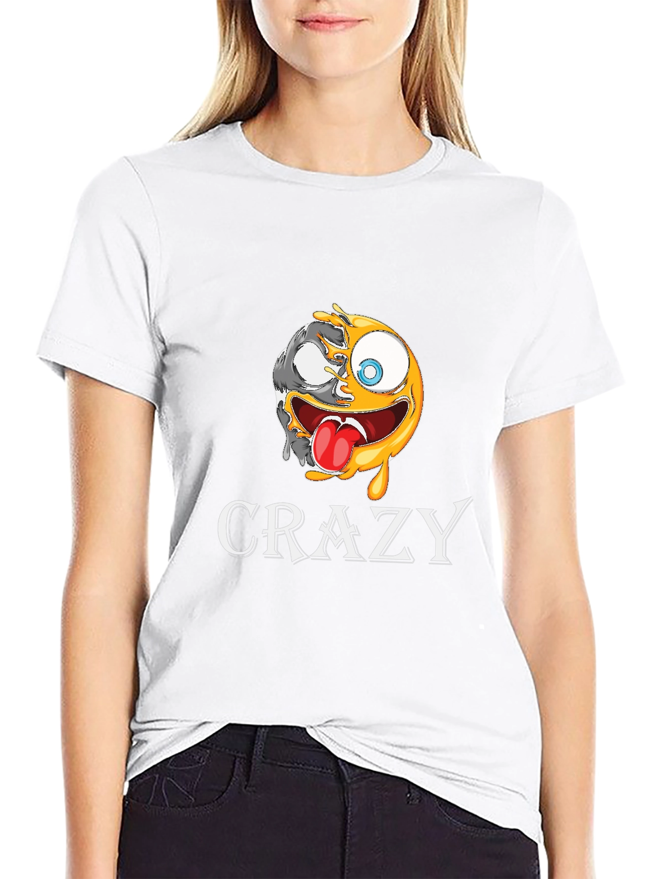 Crazy Emoji Graphic T-Shirt - Black Cotton Tee