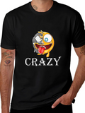 Crazy Emoji Graphic T-Shirt - Black Cotton Tee