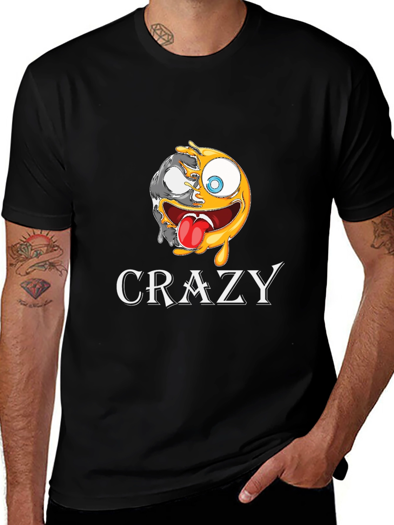 Crazy Emoji Graphic T-Shirt - Black Cotton Tee