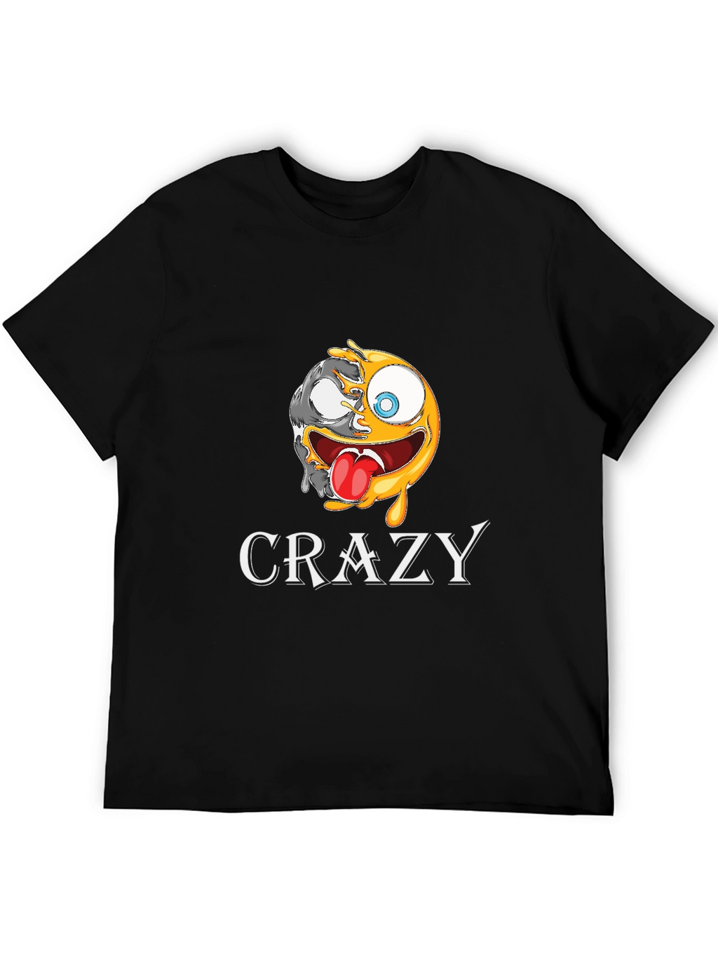 Crazy Emoji Graphic T-Shirt - Black Cotton Tee