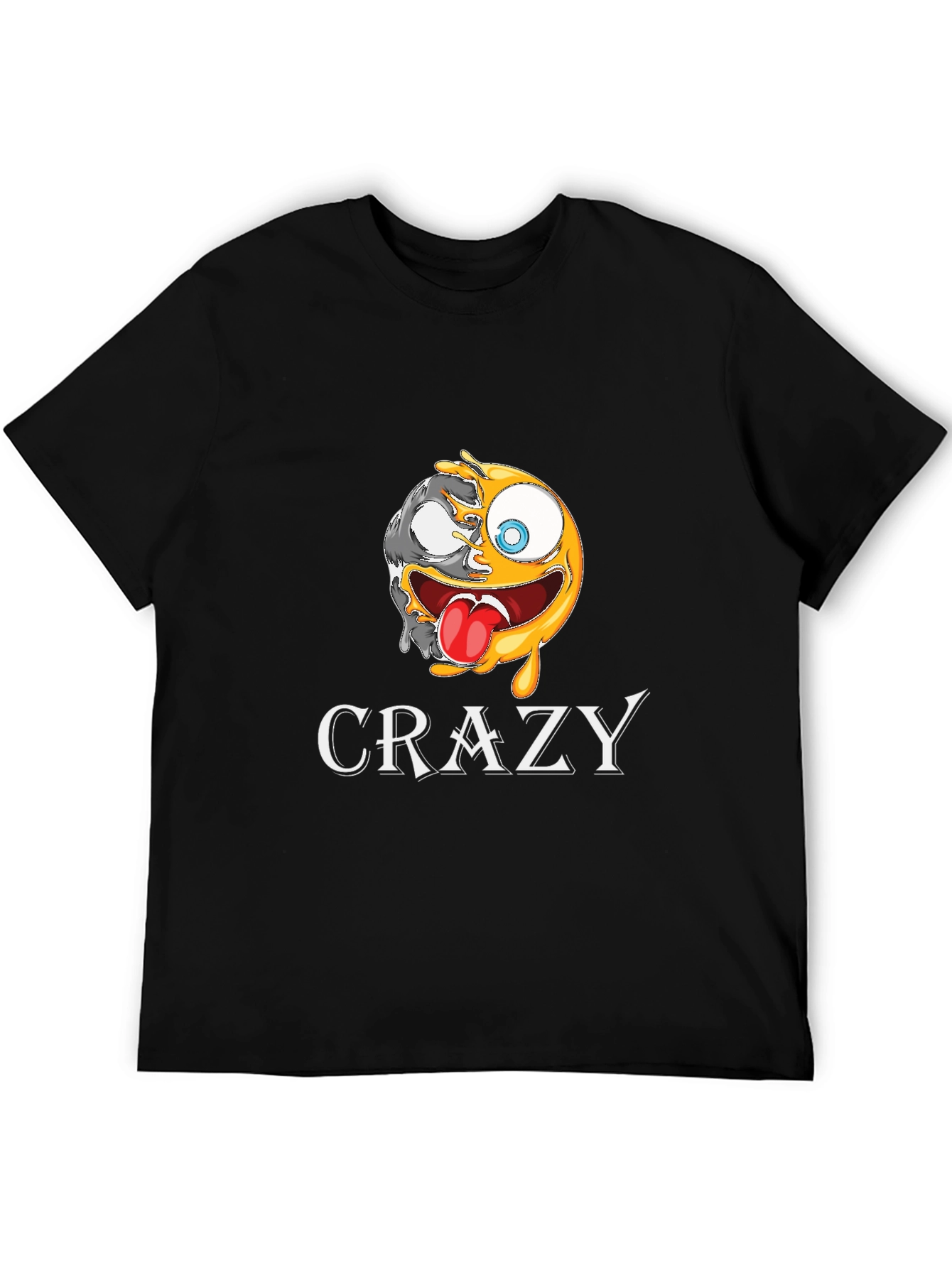 Crazy Emoji Graphic T-Shirt - Black Cotton Tee