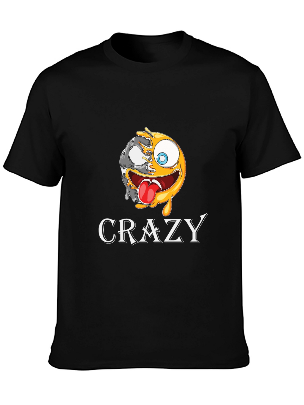 Crazy Emoji Graphic T-Shirt - Black Cotton Tee
