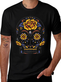 Day of the Dead Skull Graphic Tee - Black