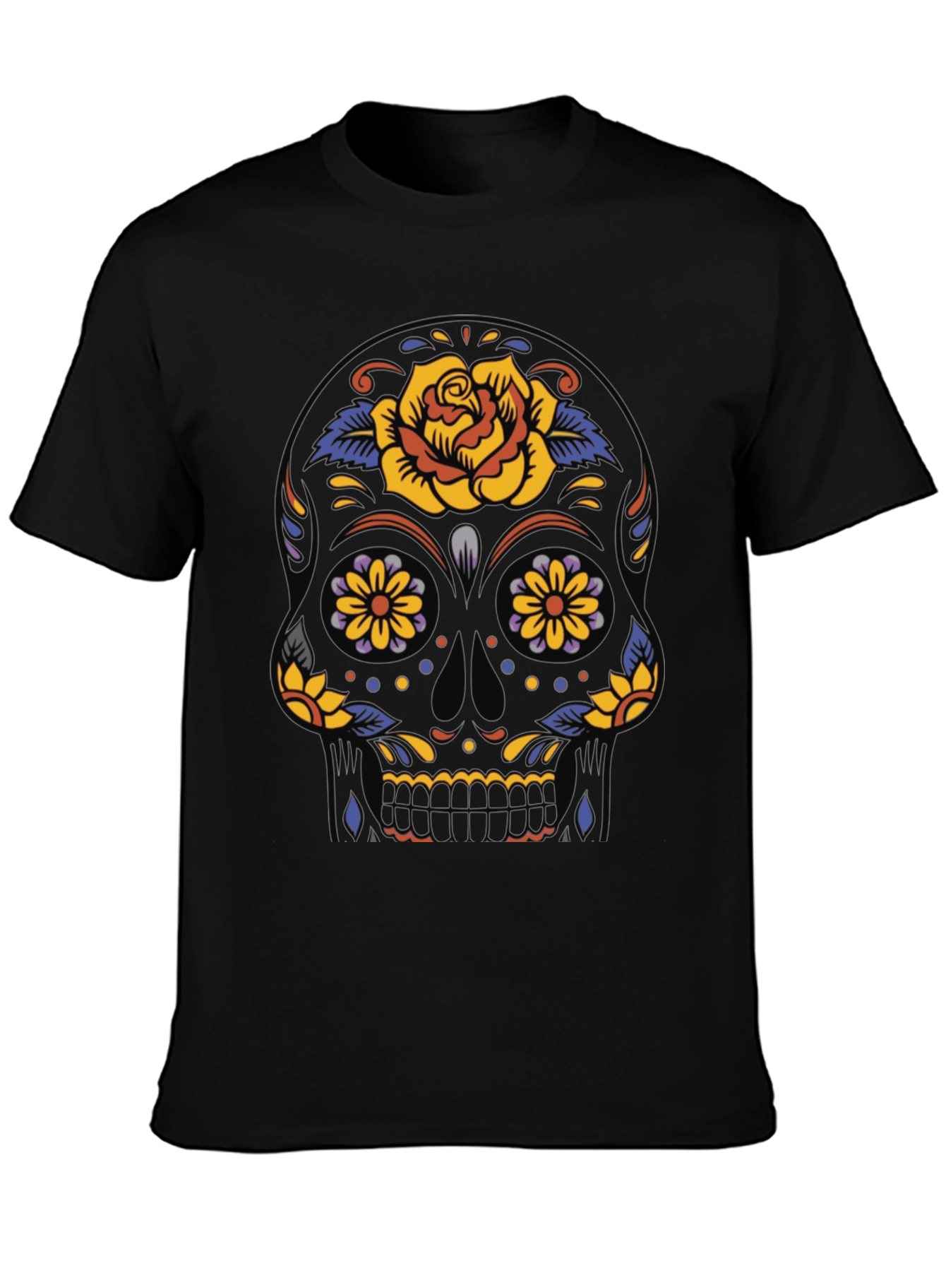 Day of the Dead Skull Graphic Tee - Black