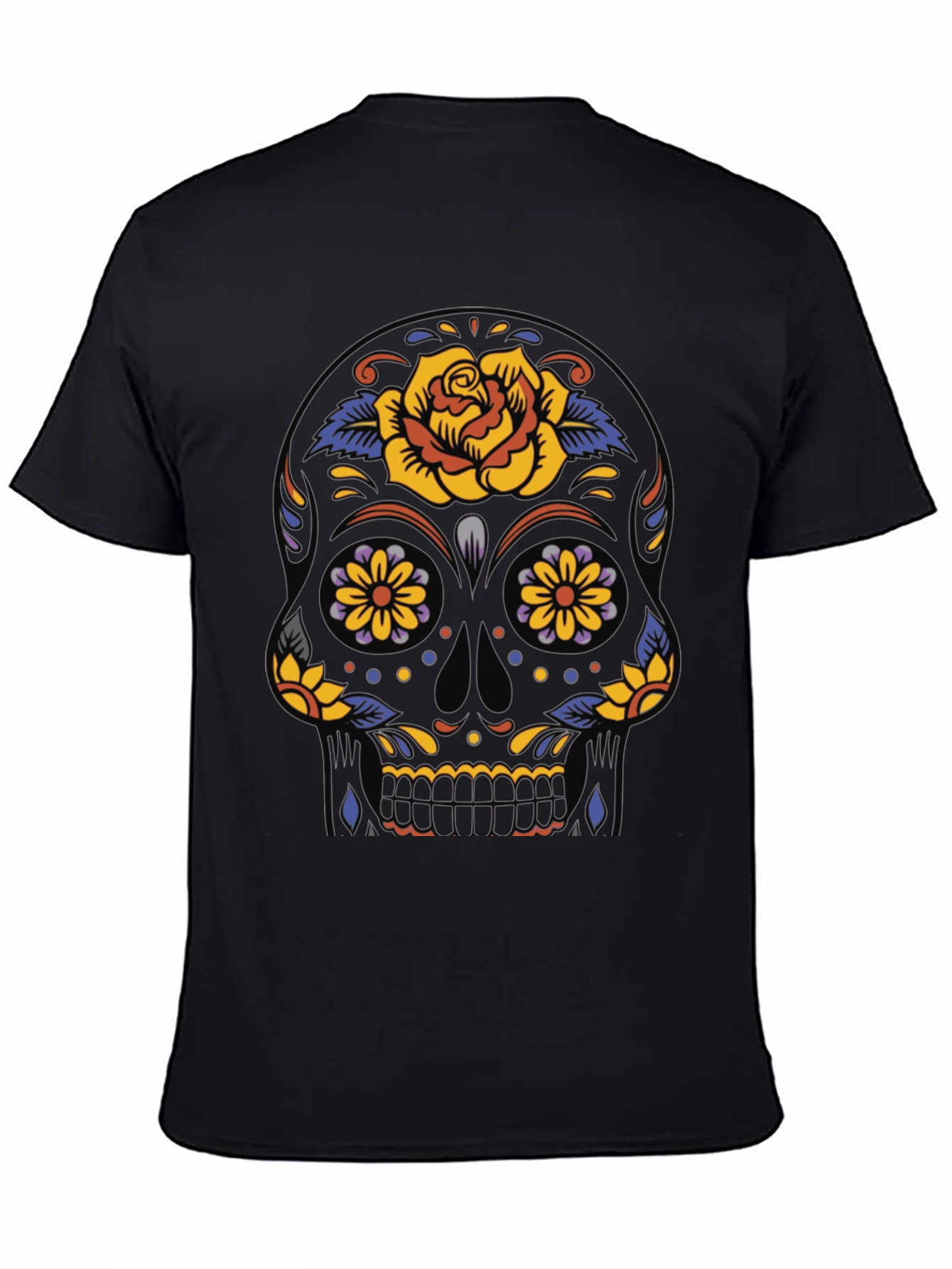 Day of the Dead Skull Graphic Tee - Black