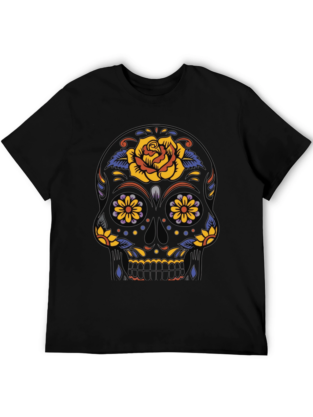 Day of the Dead Skull Graphic Tee - Black