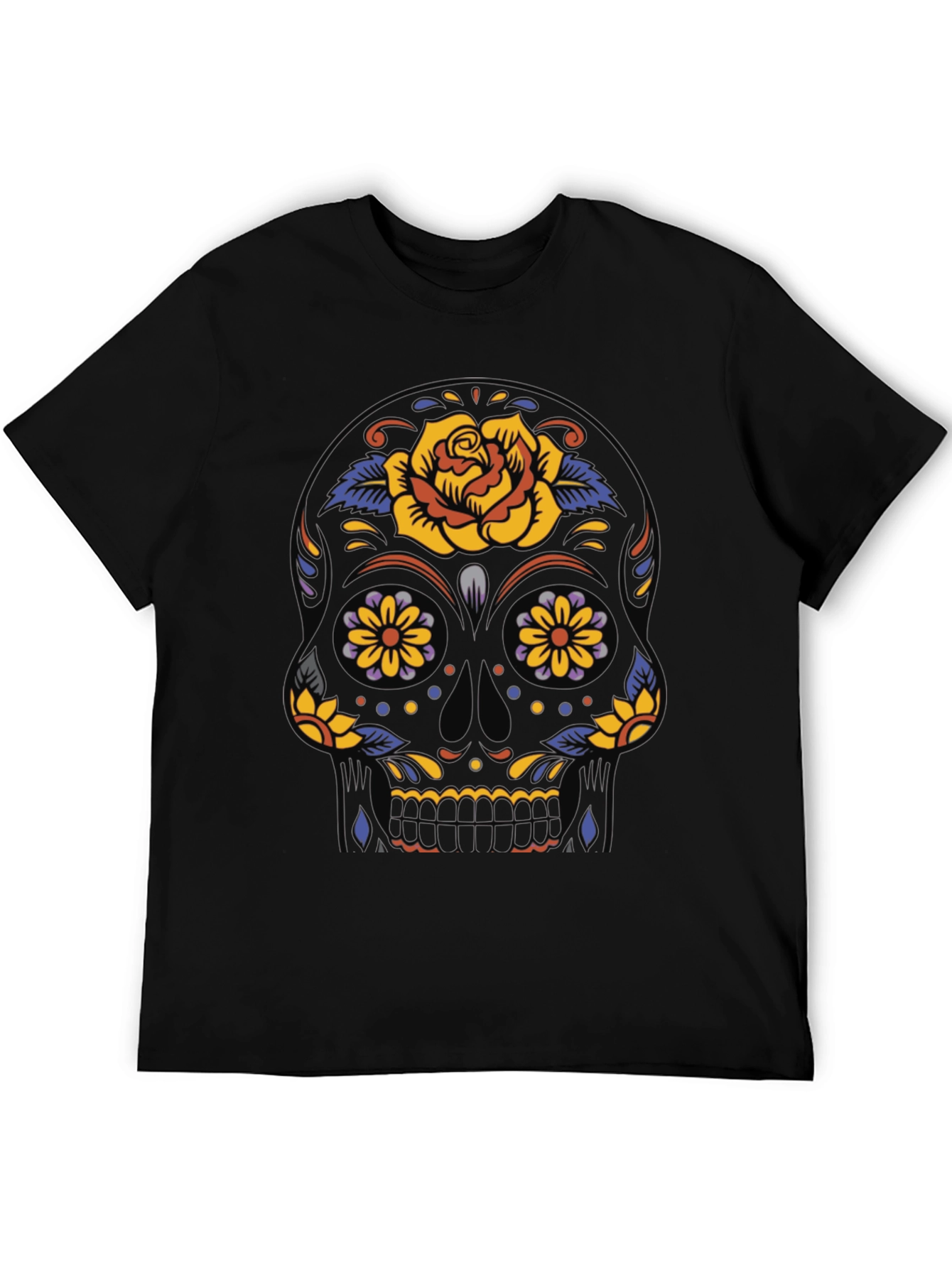 Day of the Dead Skull Graphic Tee - Black