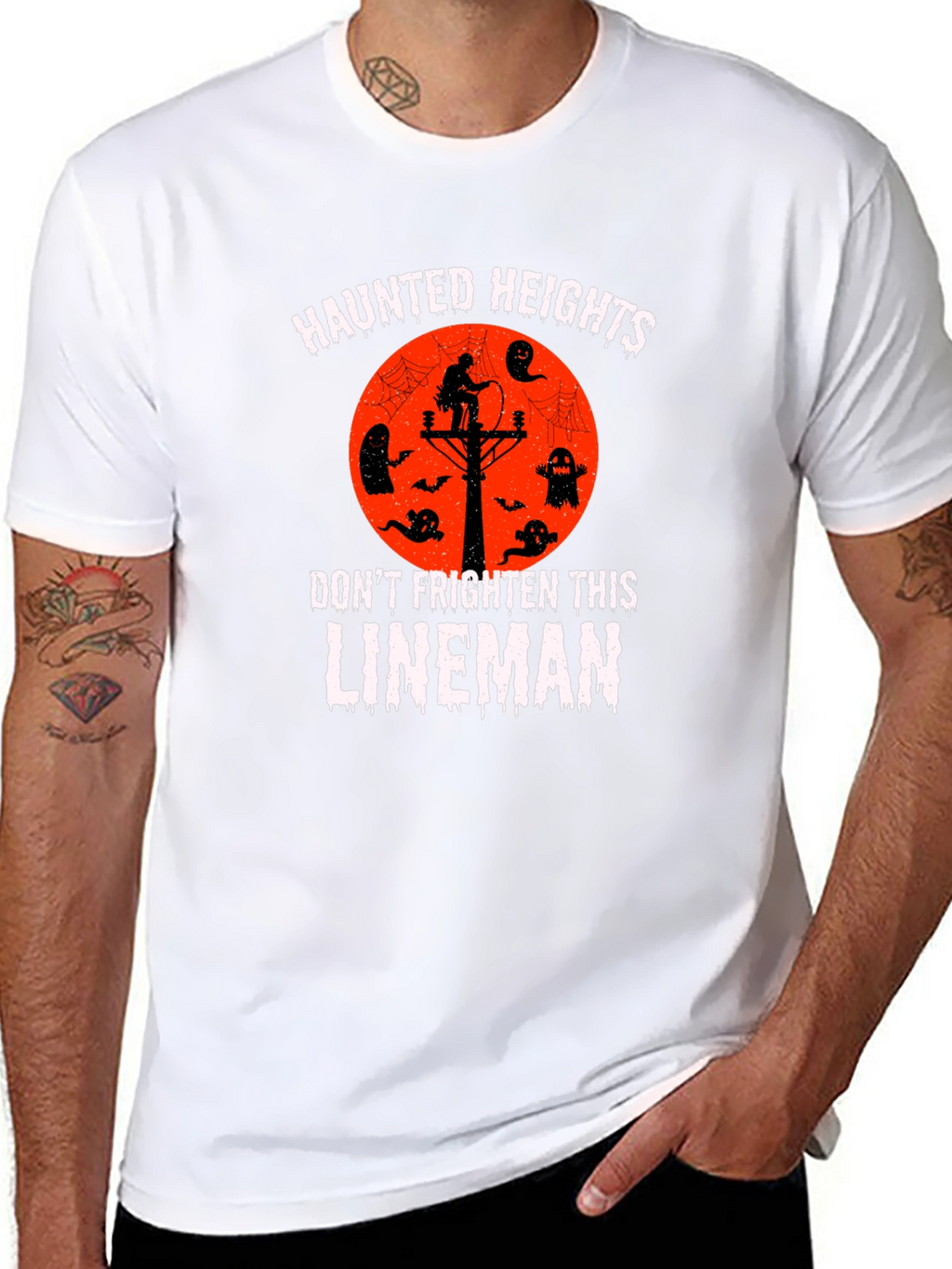 Haunted Heights Lineman Halloween T-Shirt