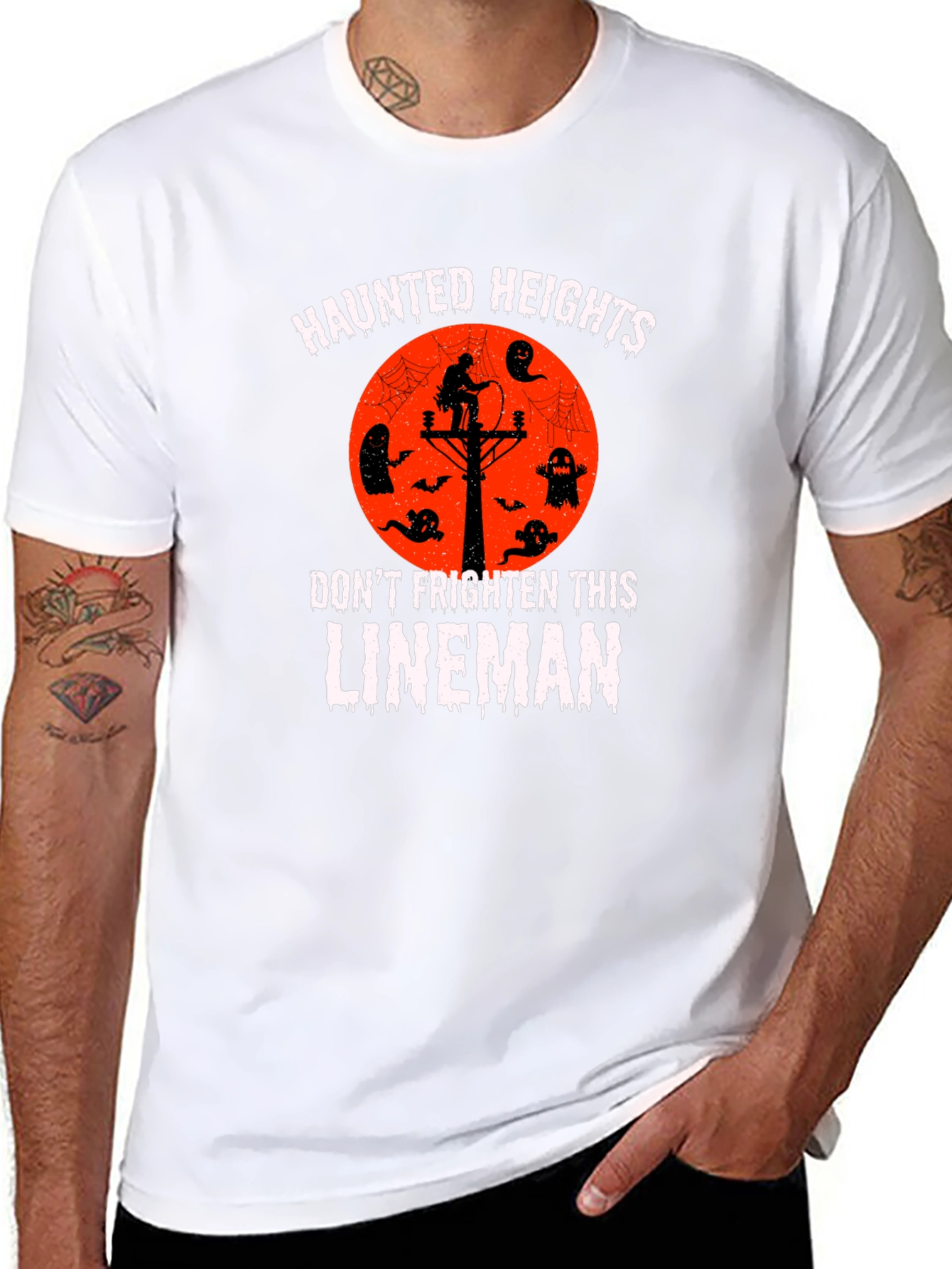 Haunted Heights Lineman Halloween T-Shirt