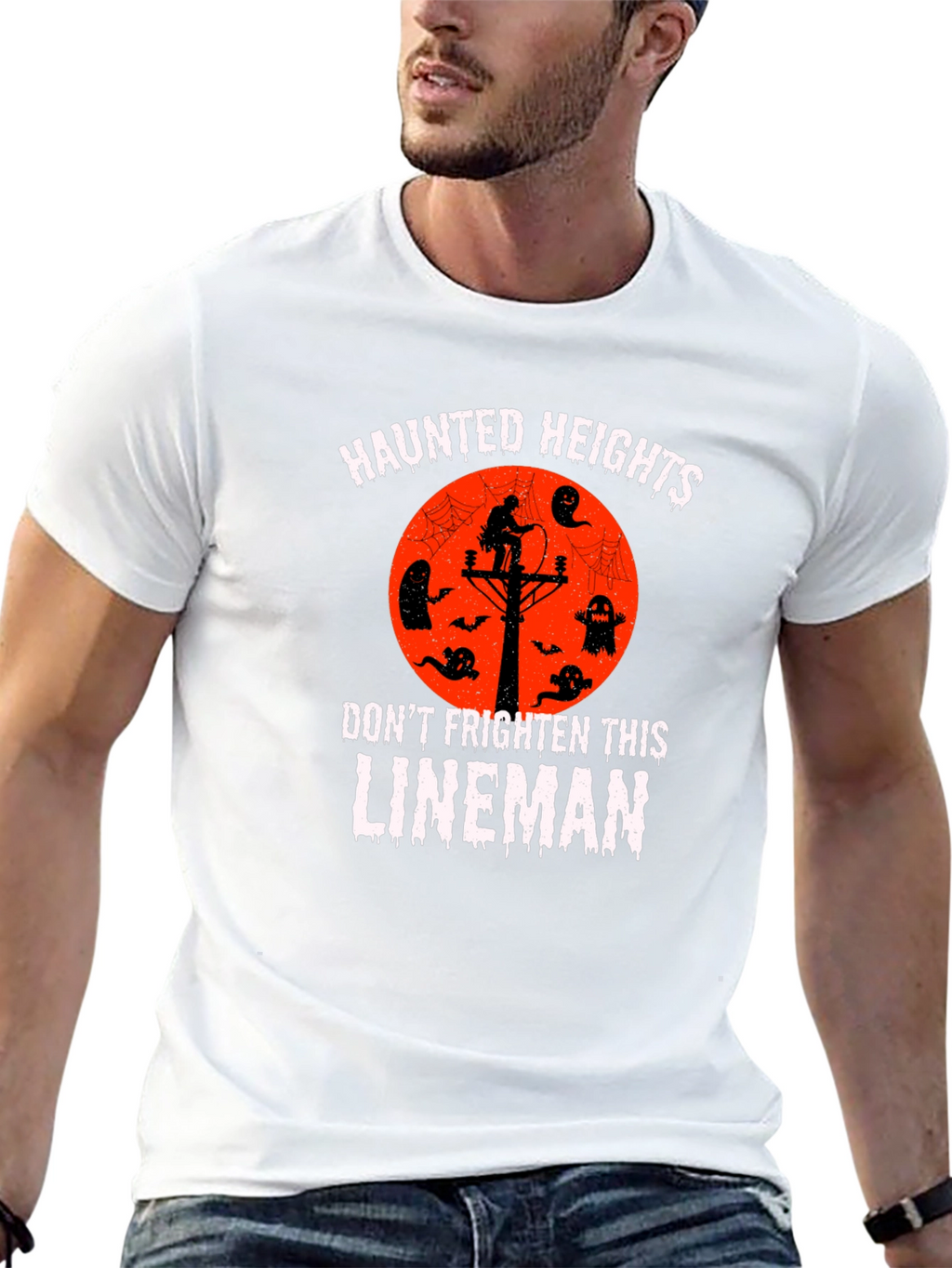 Haunted Heights Lineman Halloween T-Shirt