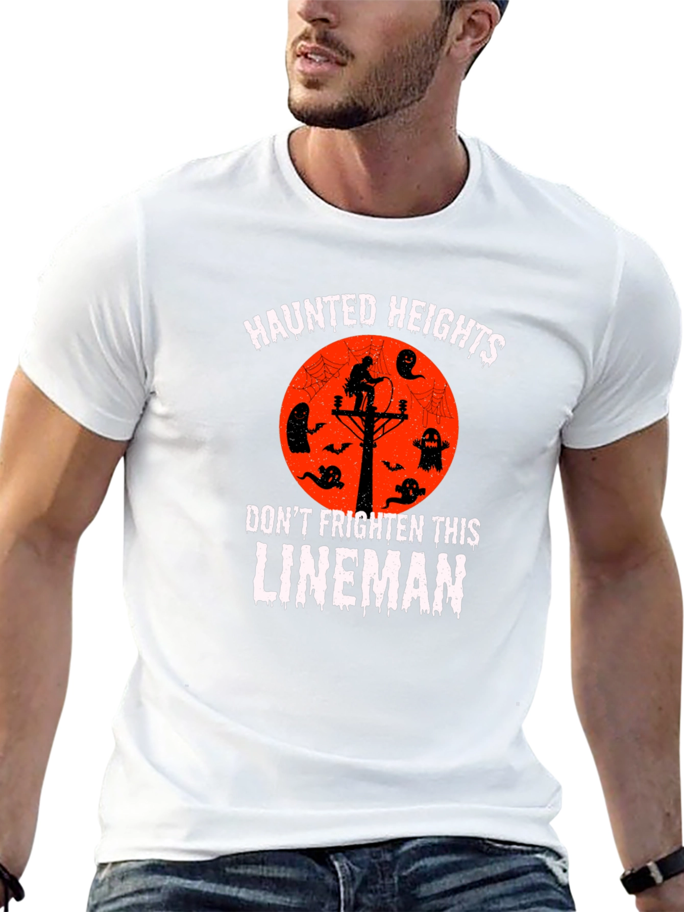 Haunted Heights Lineman Halloween T-Shirt