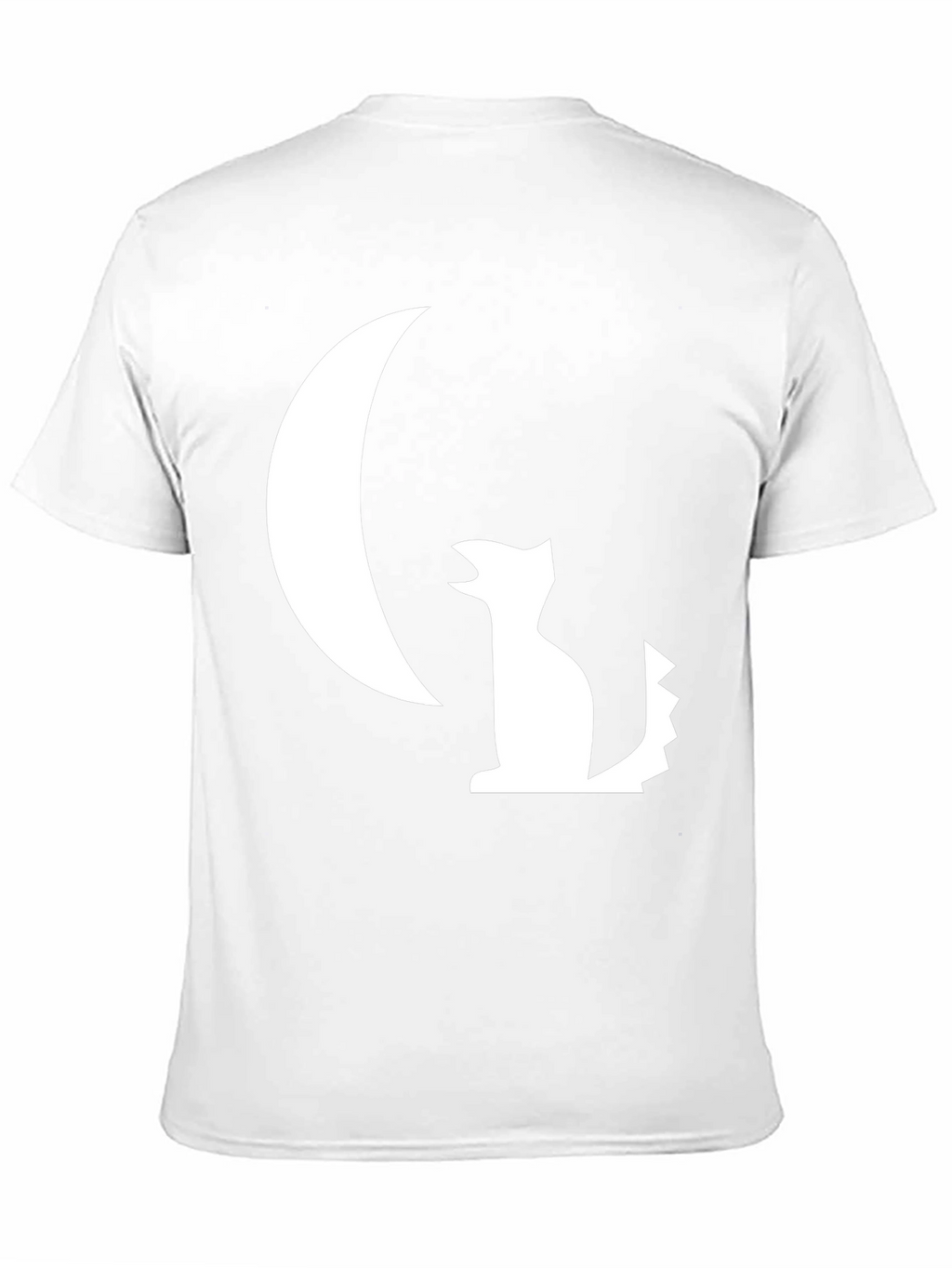 Black T-Shirt with White Moon and Wolf Design