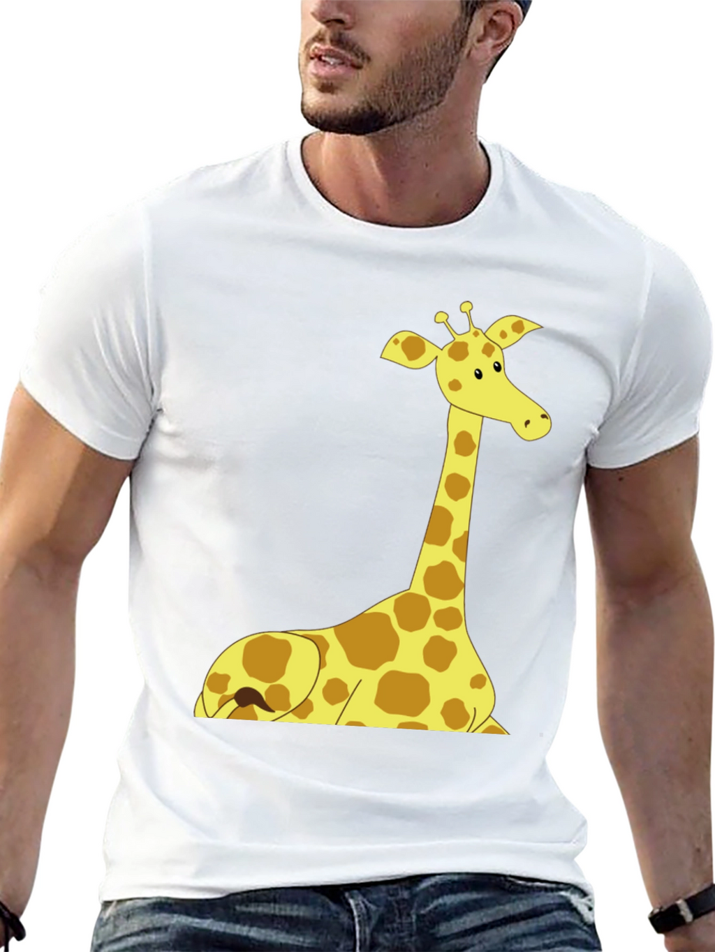 Giraffe Graphic Tee - Black Cotton Shirt