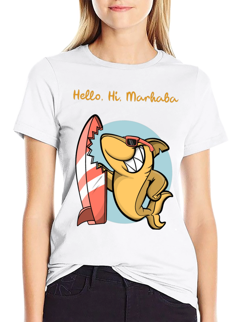 Surfing Shark Graphic Tee - Hello Hi Marhaba