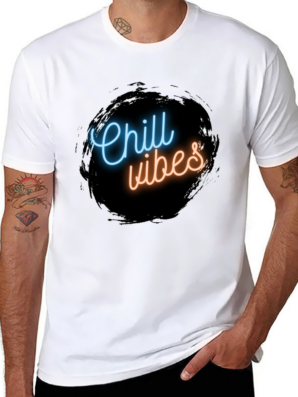 Chill Vibes Black Graphic Tee - Mens Casual Wear