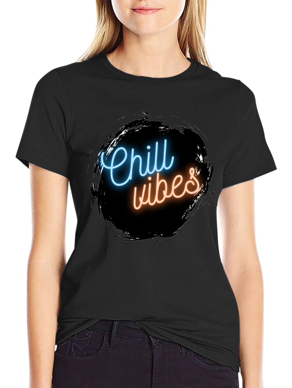 Chill Vibes Black Graphic Tee - Mens Casual Wear