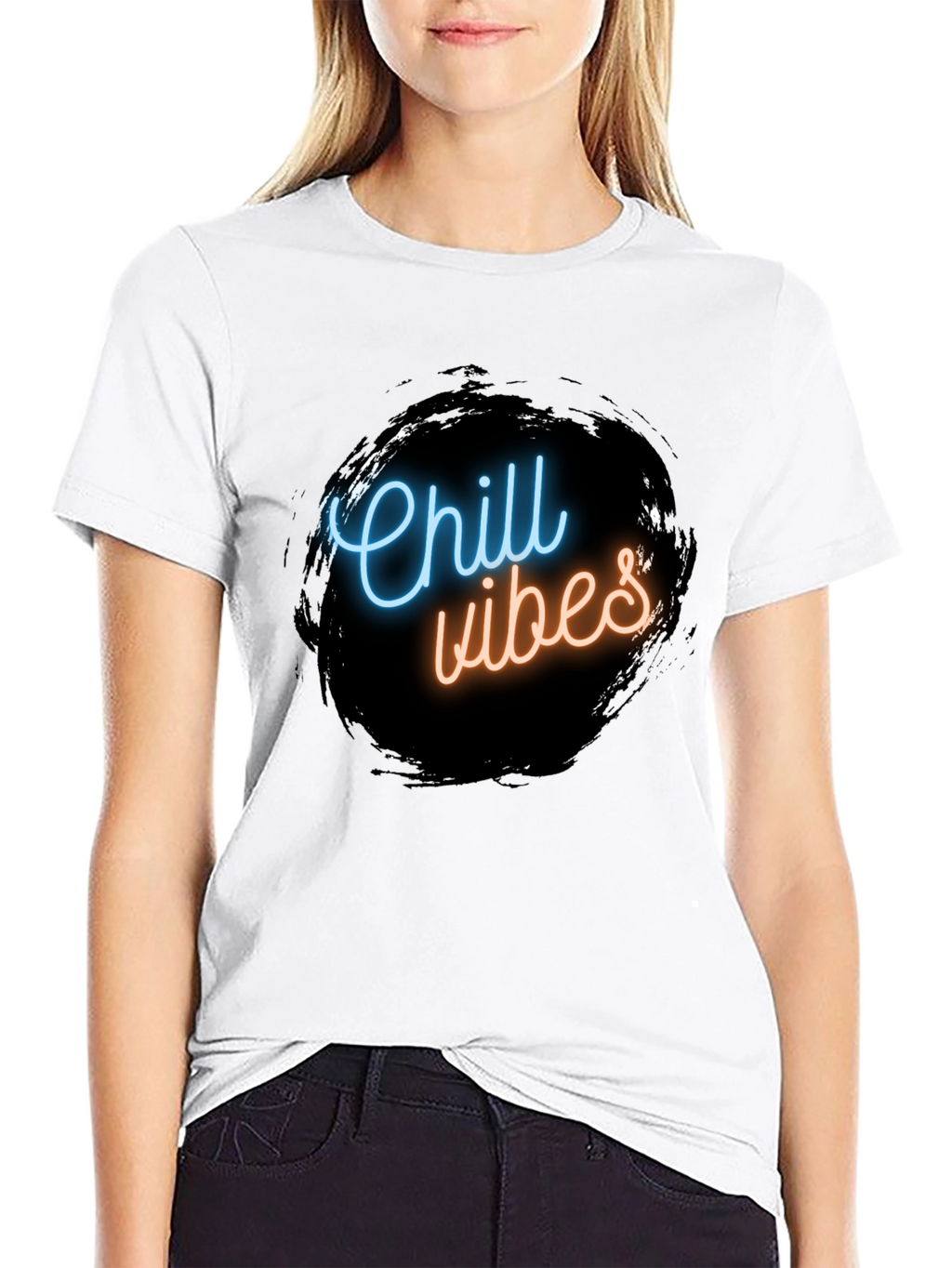Chill Vibes Black Graphic Tee - Mens Casual Wear