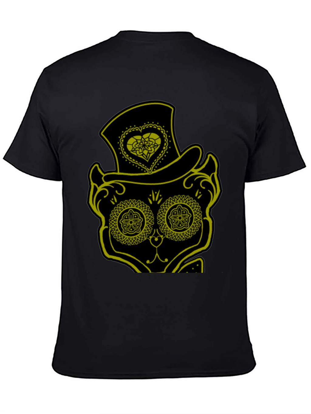 Sugar Skull Cat Tee - Mens Black T-Shirt