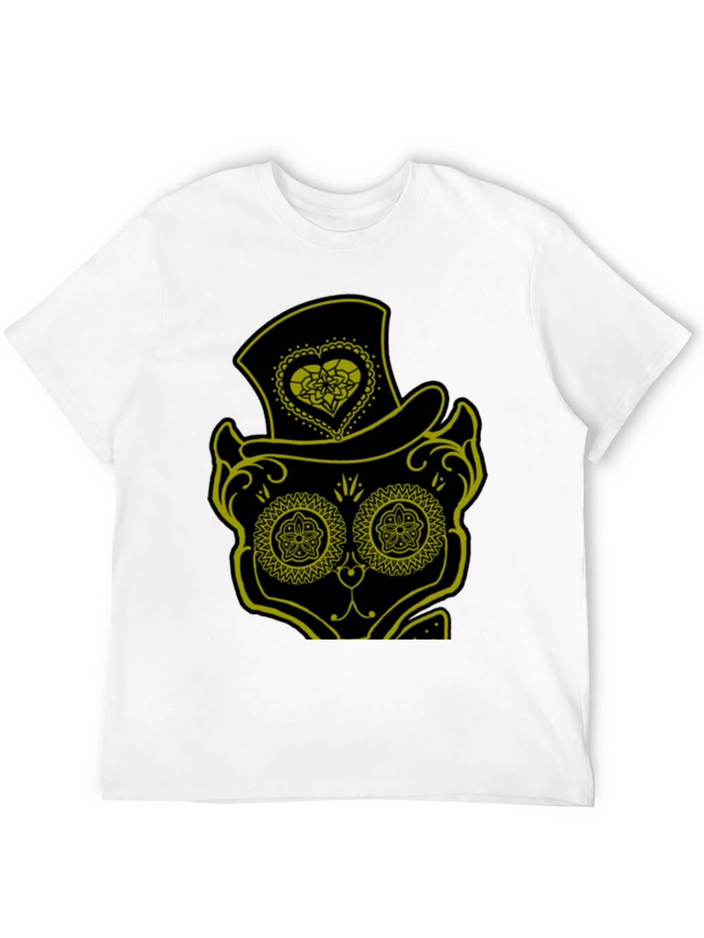 Sugar Skull Cat Tee - Mens Black T-Shirt