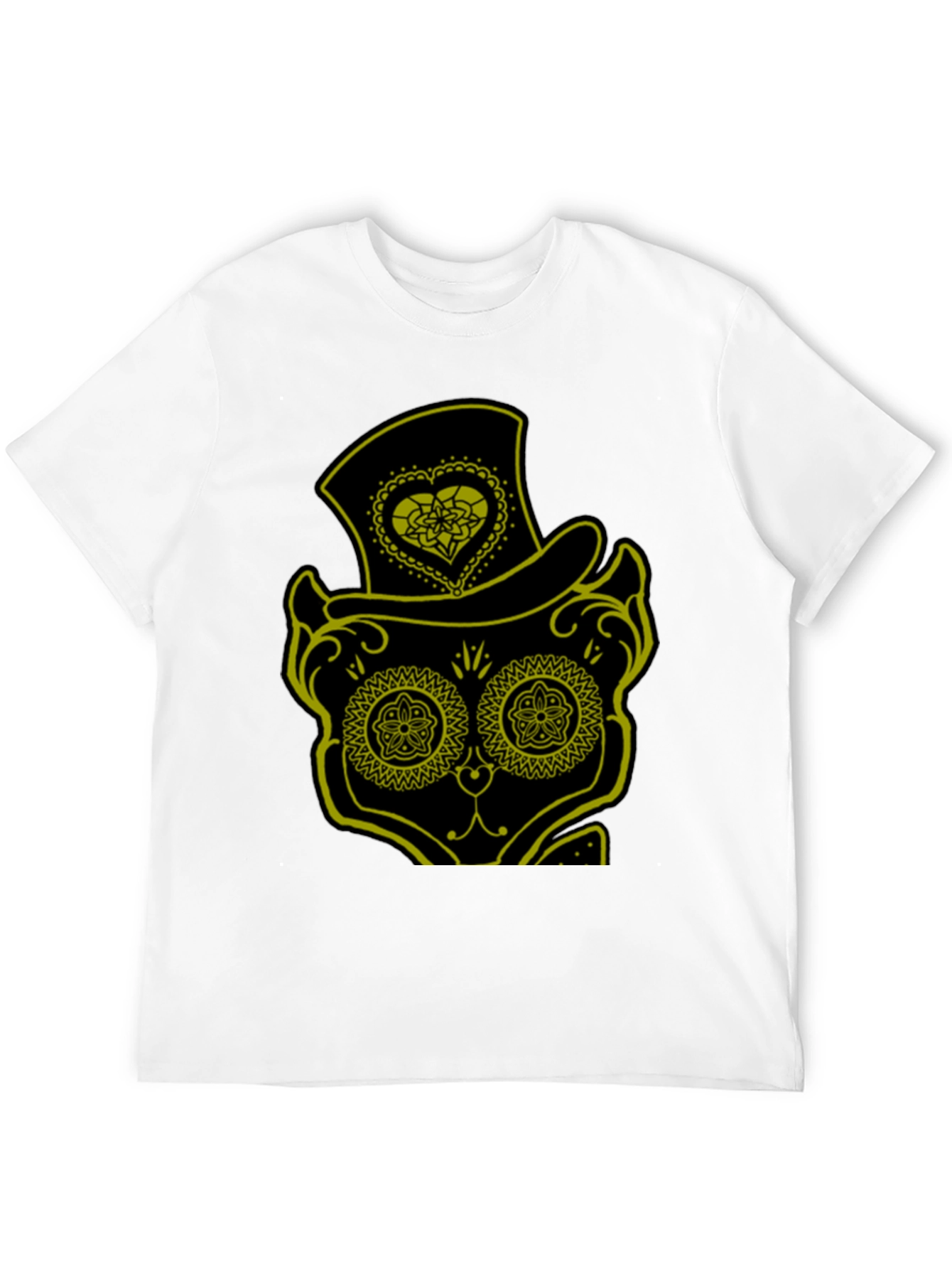 Sugar Skull Cat Tee - Mens Black T-Shirt