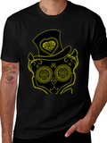 Sugar Skull Cat Tee - Mens Black T-Shirt