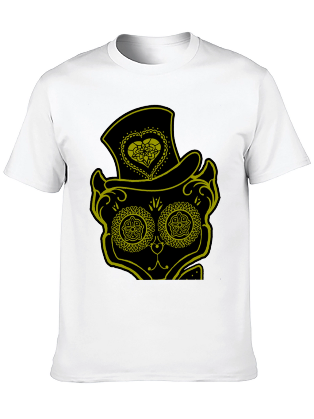 Sugar Skull Cat Tee - Mens Black T-Shirt