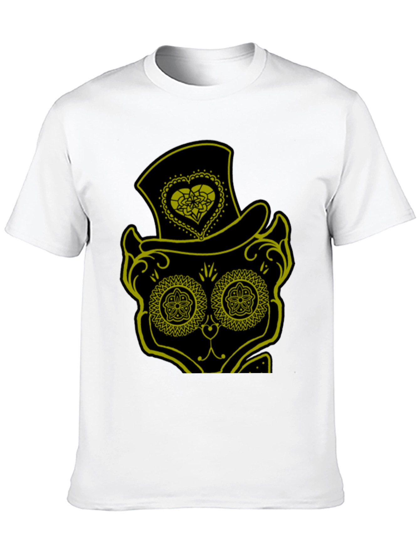 Sugar Skull Cat Tee - Mens Black T-Shirt