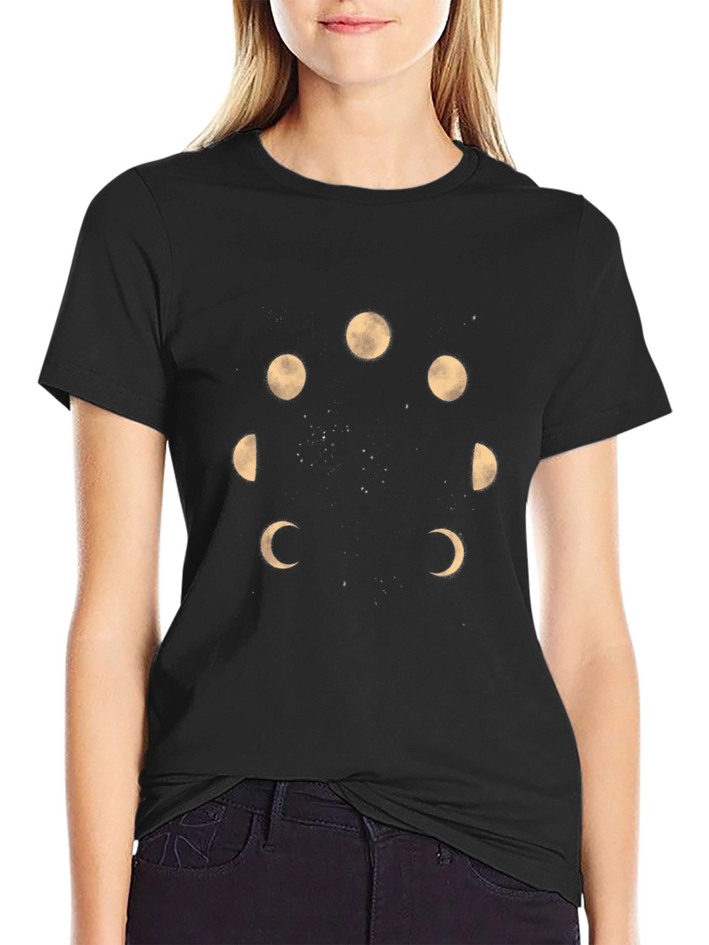 Moon Phases Graphic Black T-Shirt
