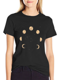 Moon Phases Graphic Black T-Shirt