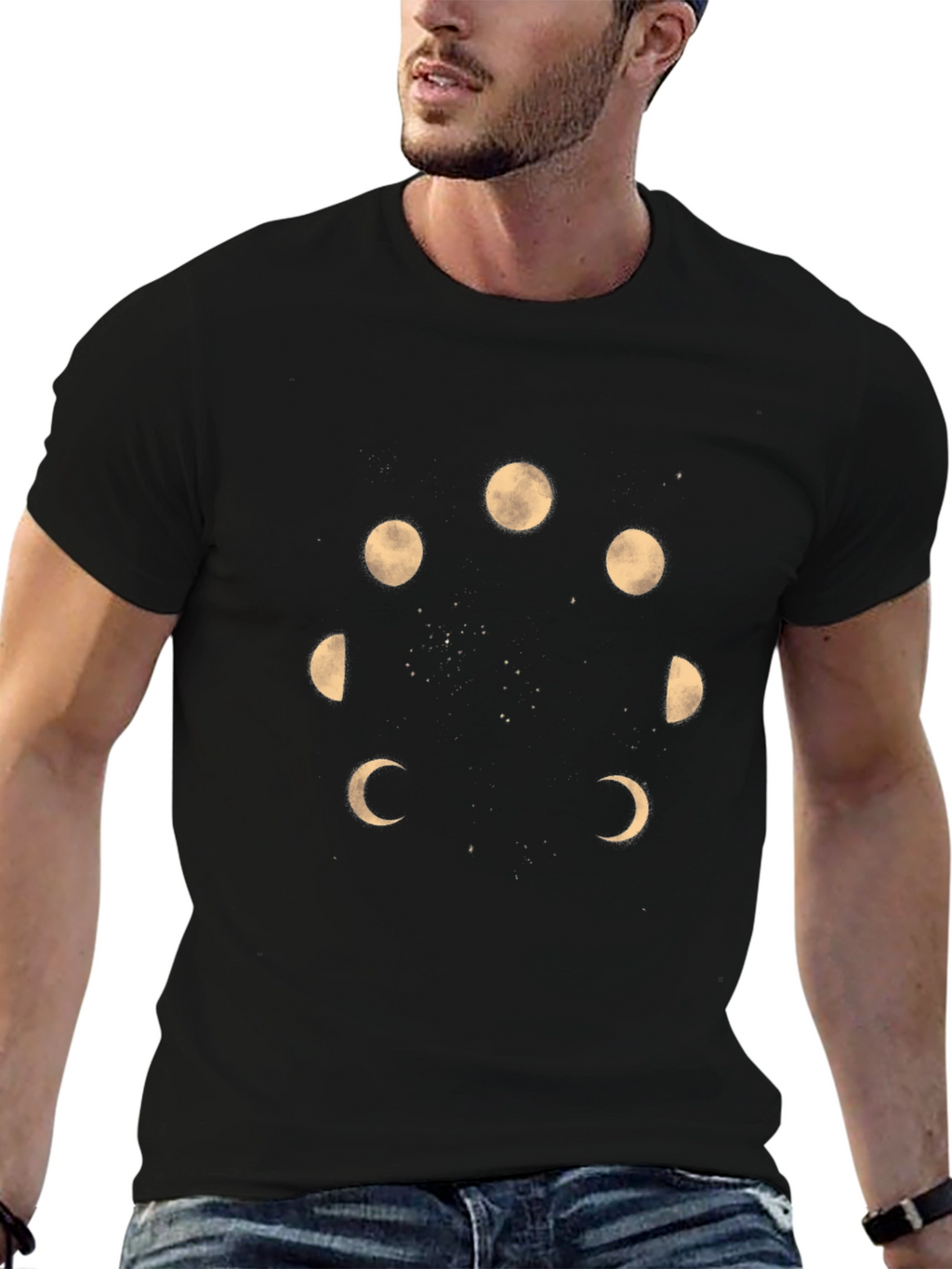 Moon Phases Graphic Black T-Shirt