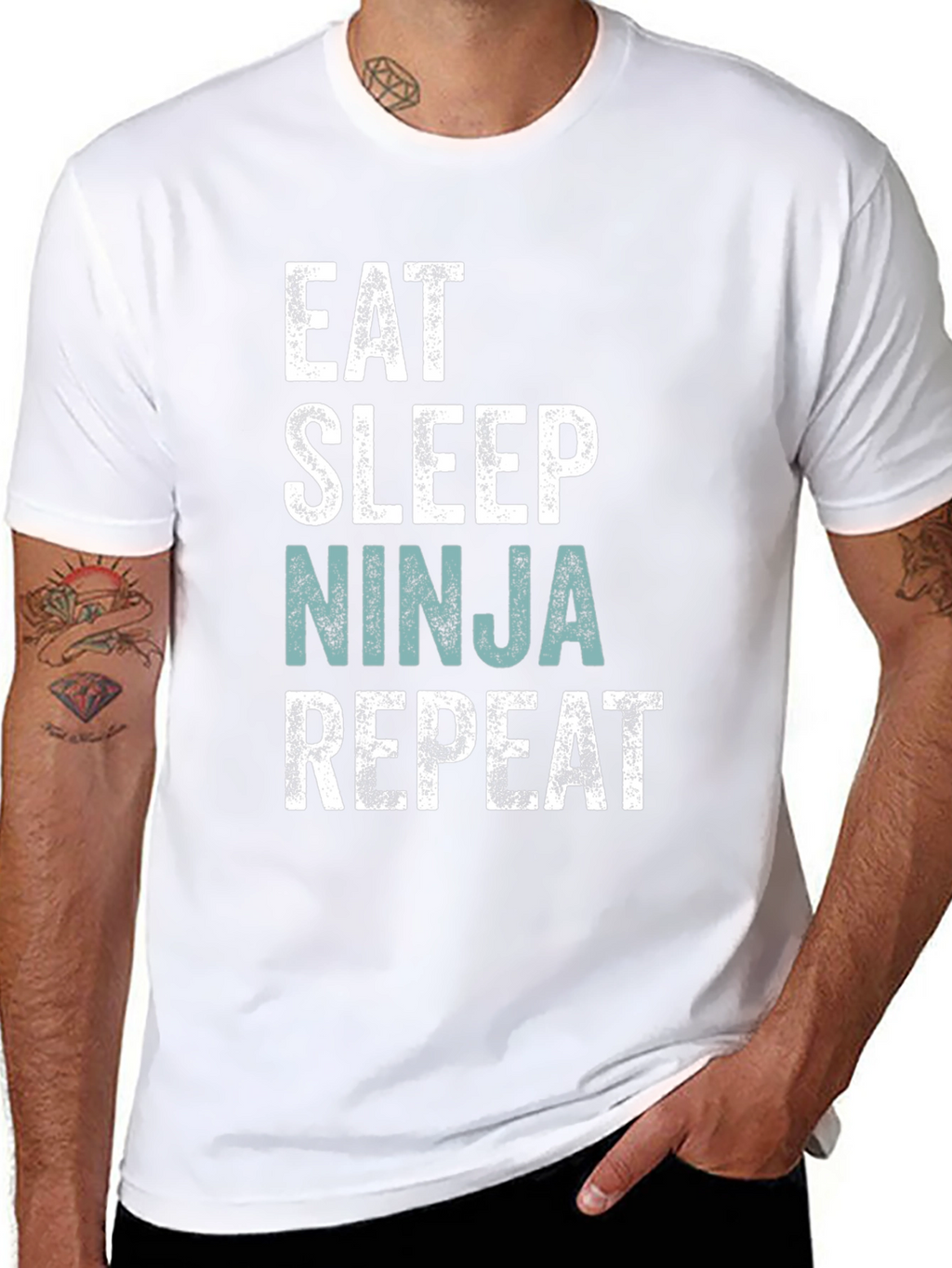 Eat Sleep Ninja Repeat Mens Black T-Shirt