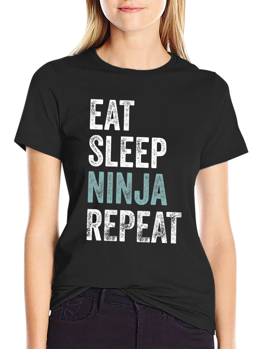 Eat Sleep Ninja Repeat Mens Black T-Shirt