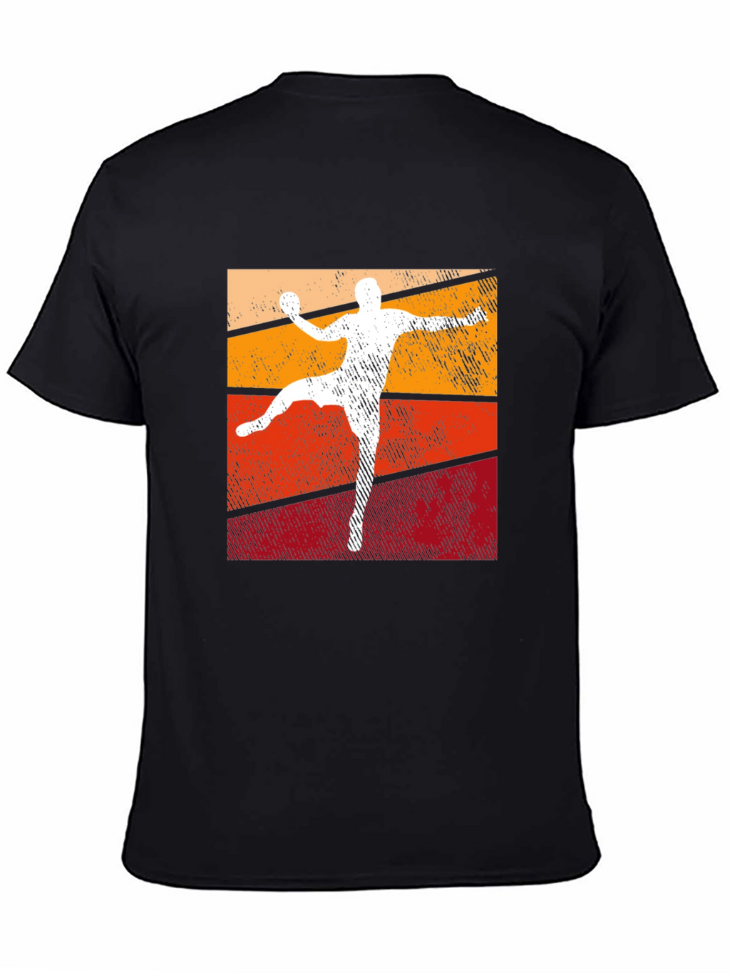 Retro Handball Player Graphic T-Shirt - Black