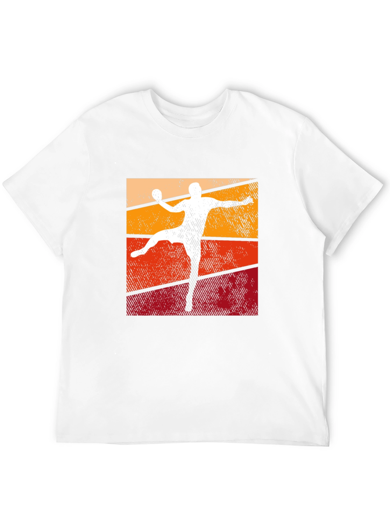 Retro Handball Player Graphic T-Shirt - Black