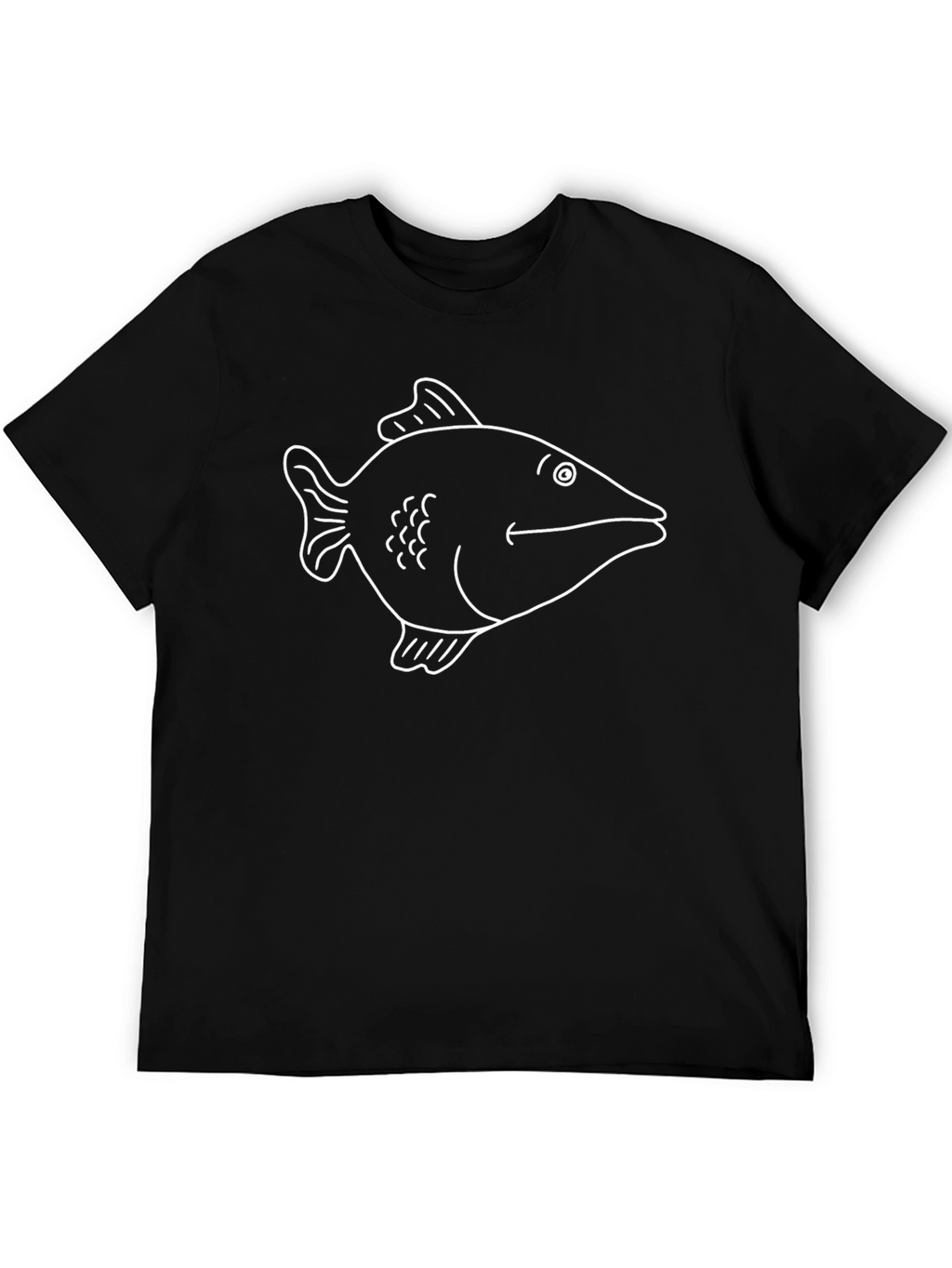 Black T-Shirt with White Fish Graphic