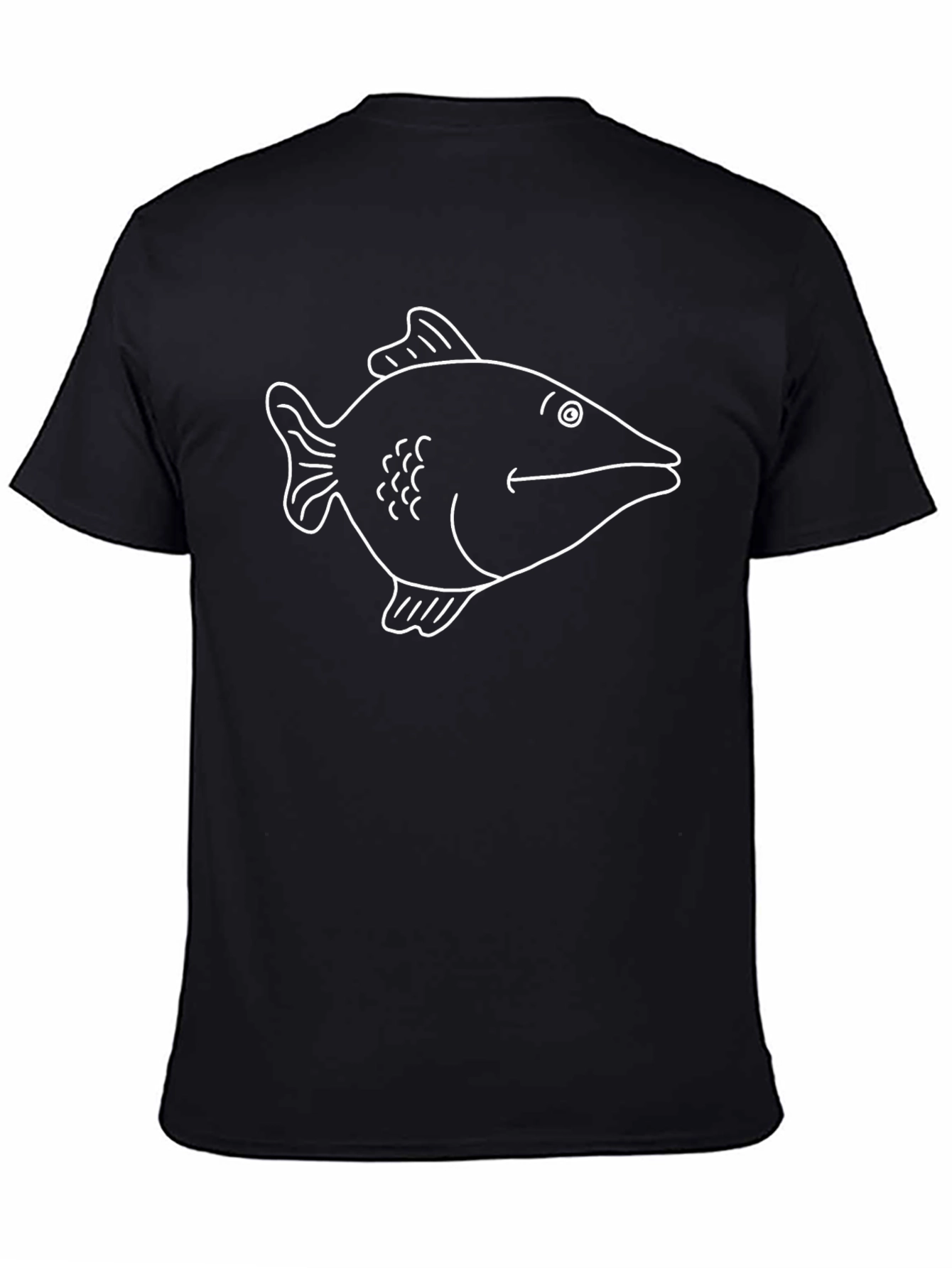 Black T-Shirt with White Fish Graphic
