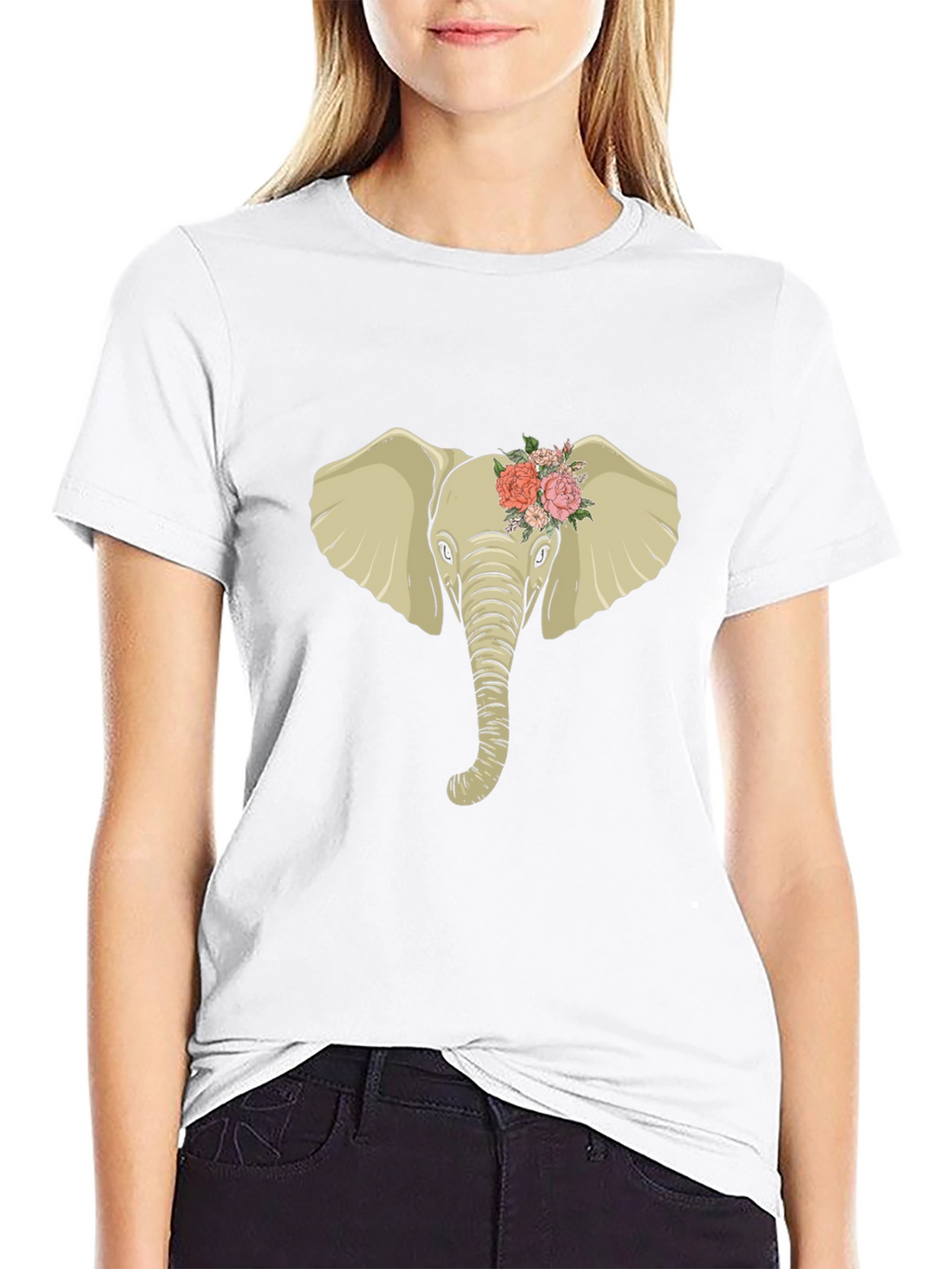 Elephant with Flowers Graphic Tee