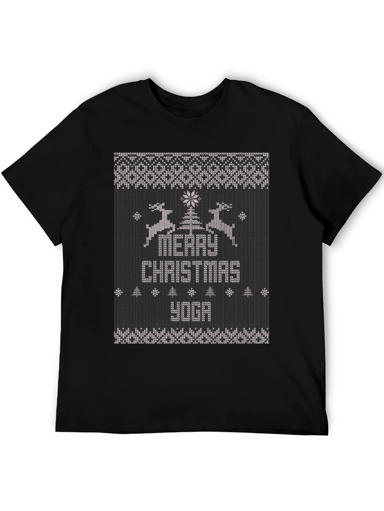 Merry Christmas Yoga Ugly Sweater Style T-Shirt