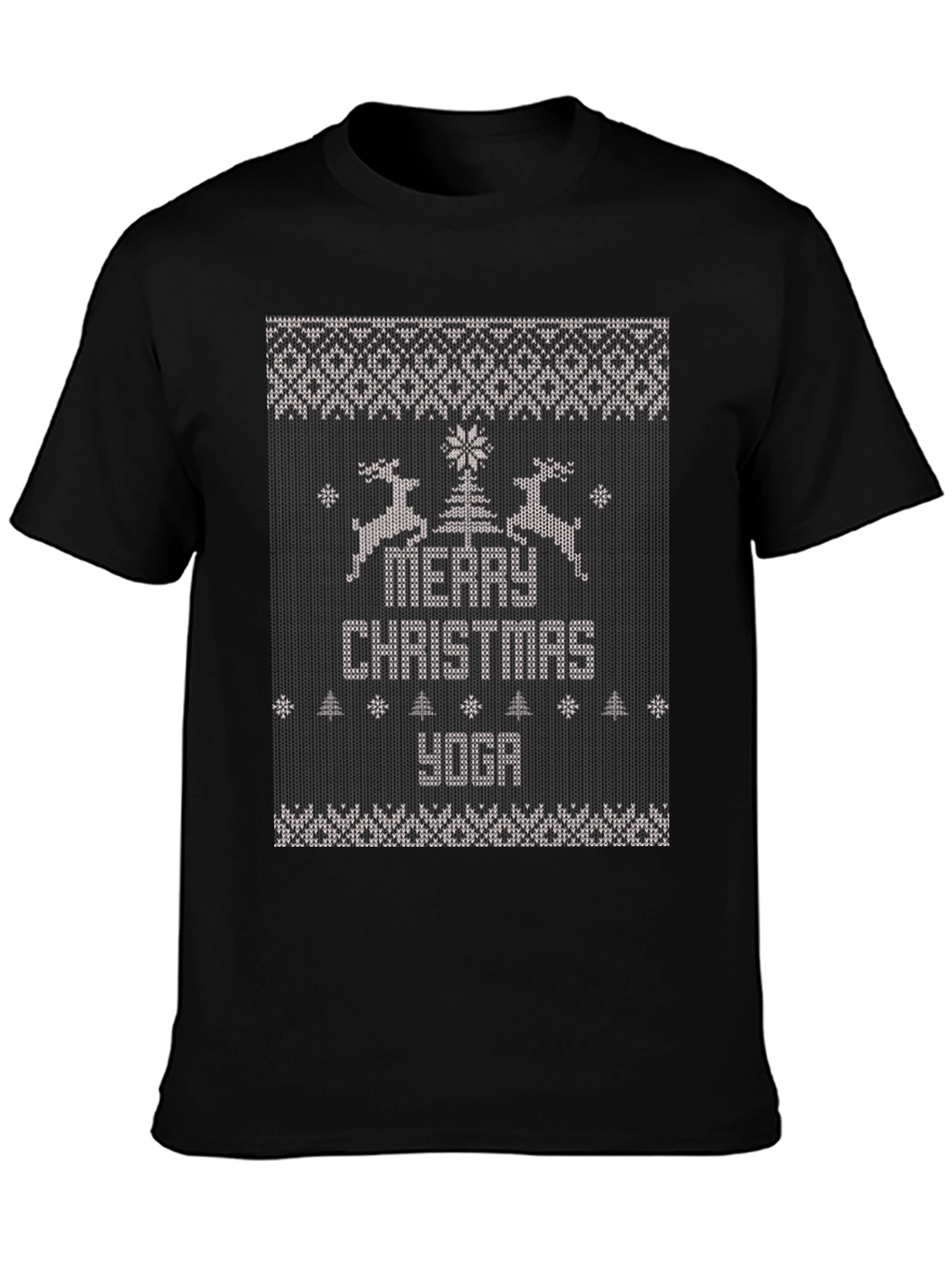 Merry Christmas Yoga Ugly Sweater Style T-Shirt
