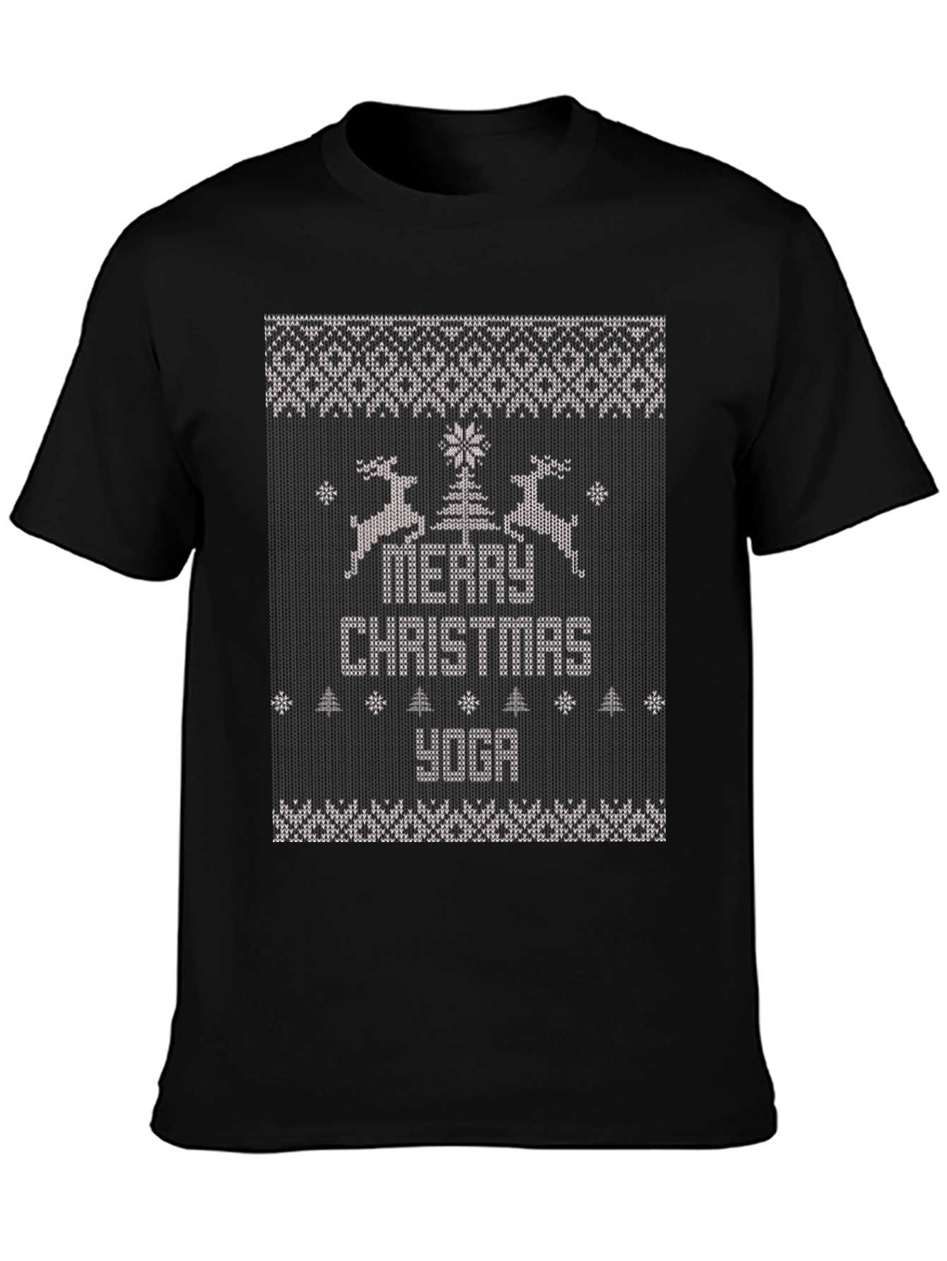Merry Christmas Yoga Ugly Sweater Style T-Shirt