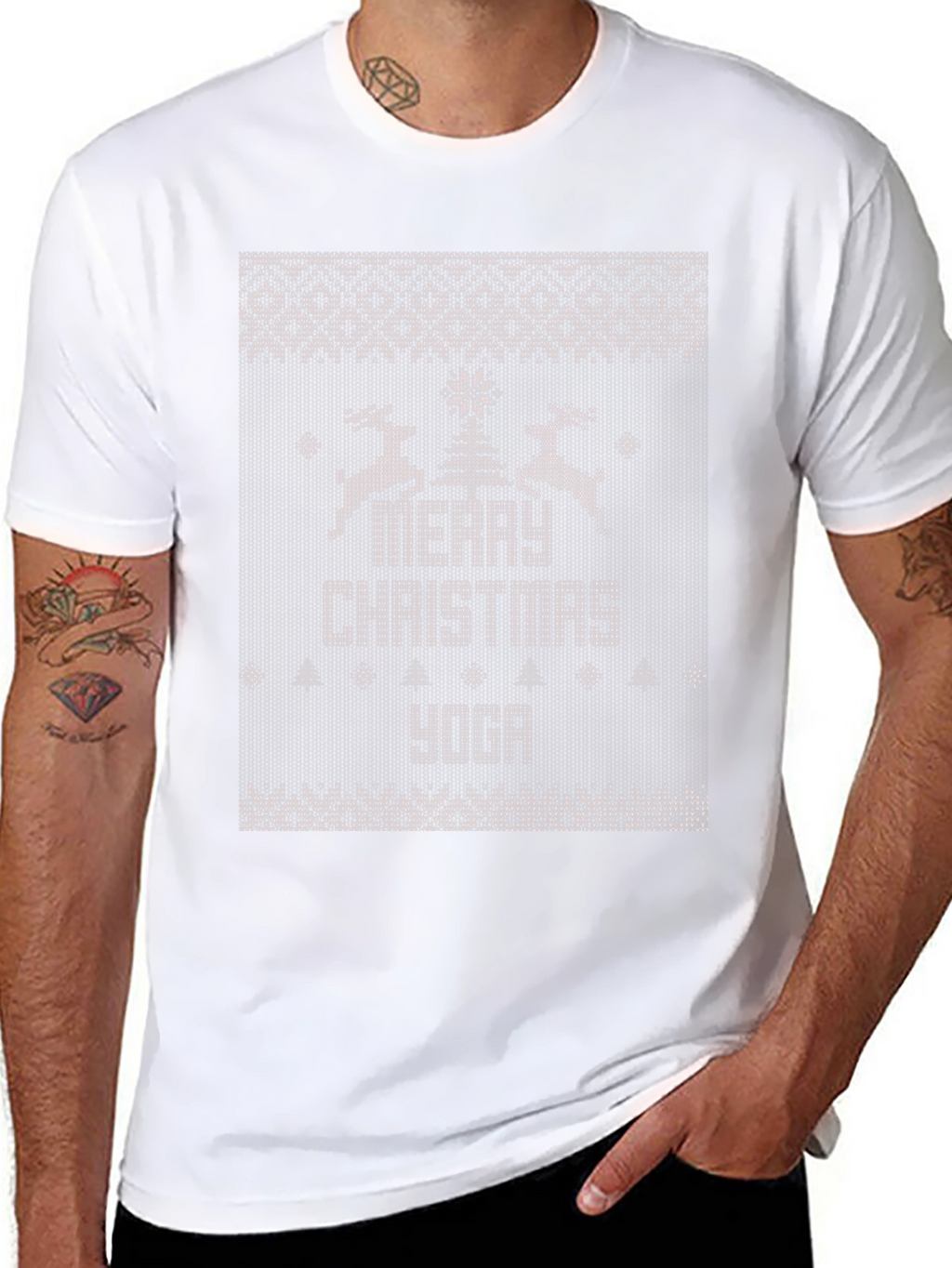 Merry Christmas Yoga Ugly Sweater Style T-Shirt