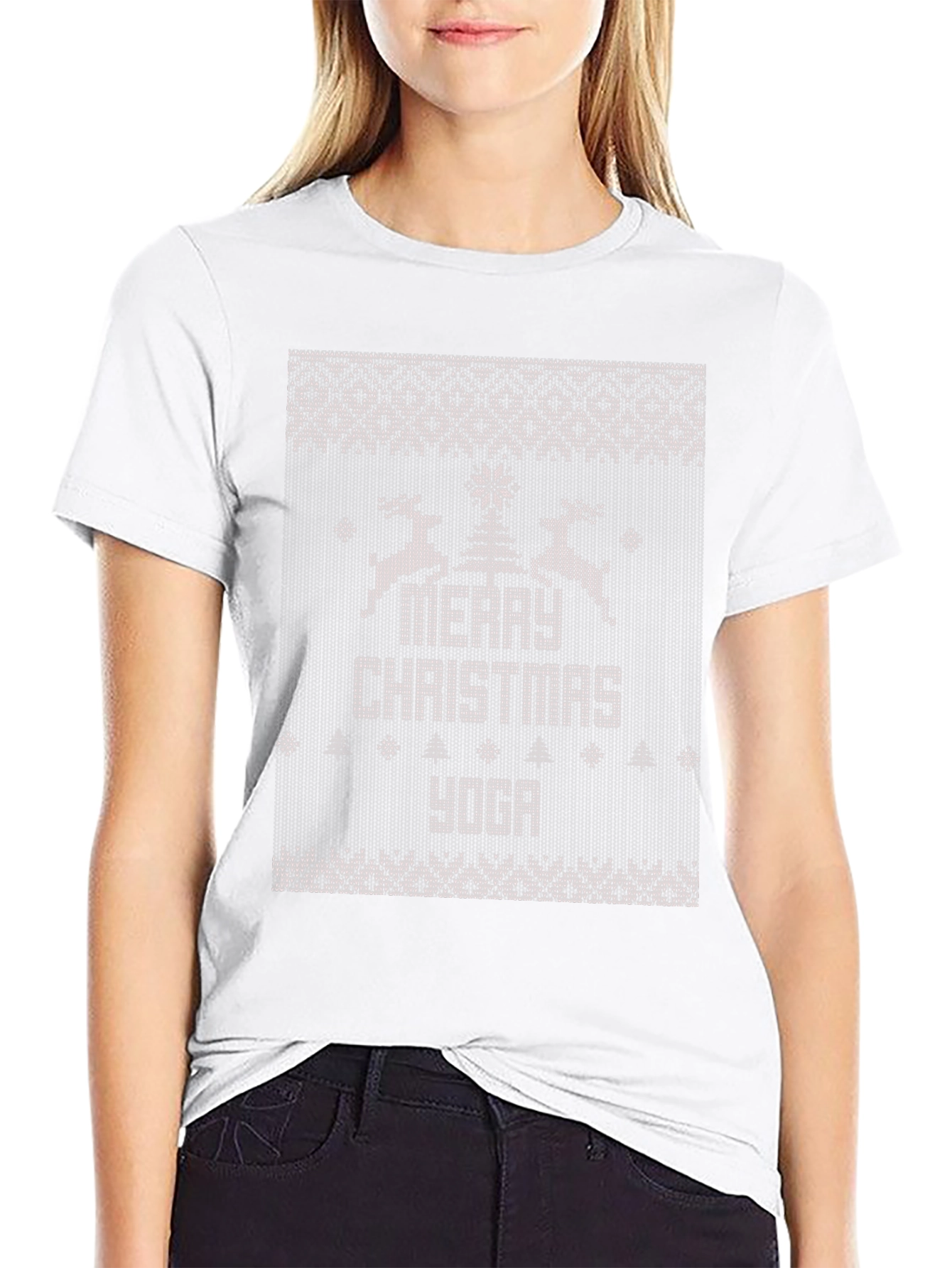 Merry Christmas Yoga Ugly Sweater Style T-Shirt