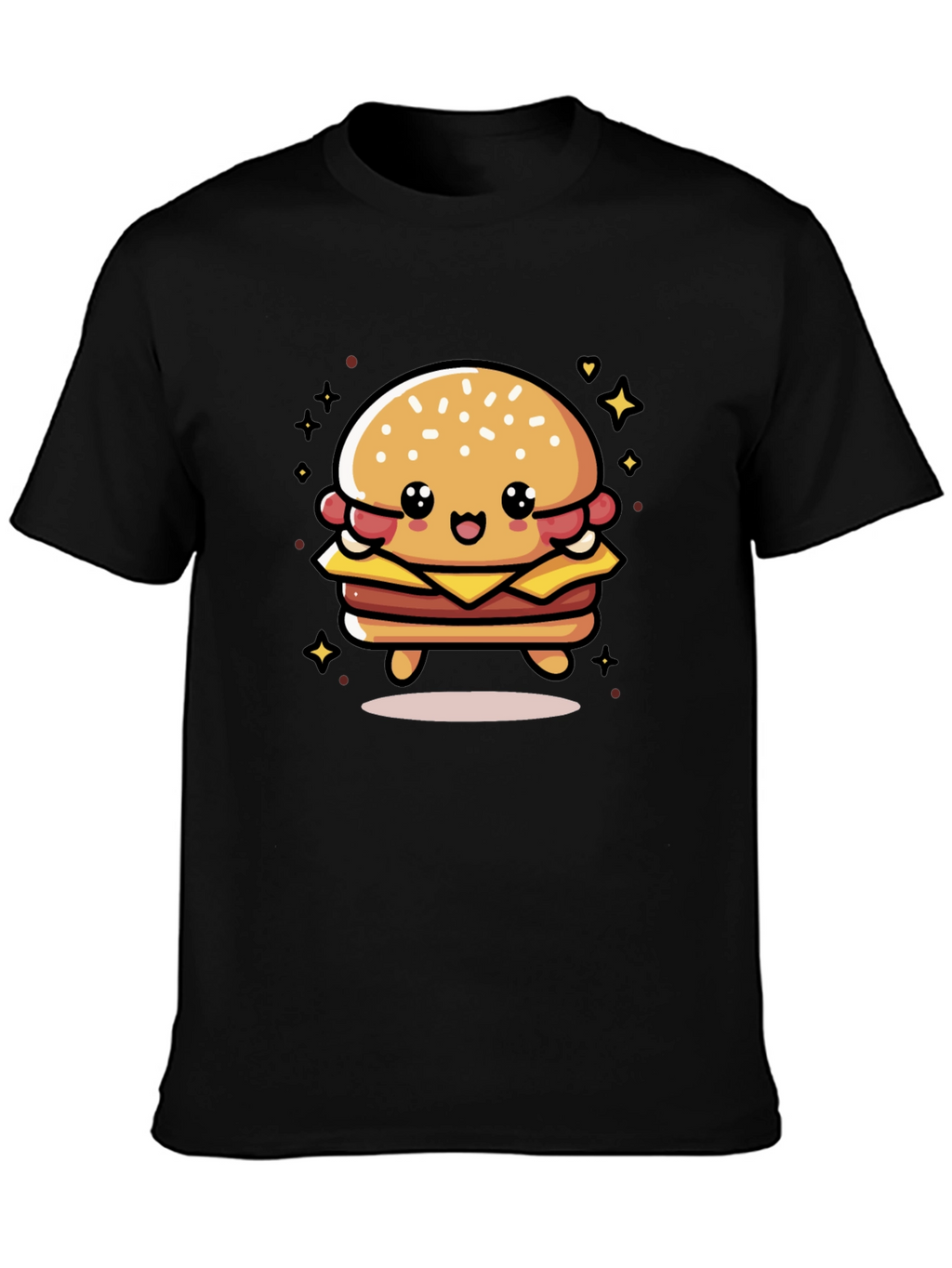 Cute Burger Graphic Tee - Unisex Black T-Shirt