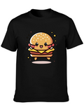 Cute Burger Graphic Tee - Unisex Black T-Shirt