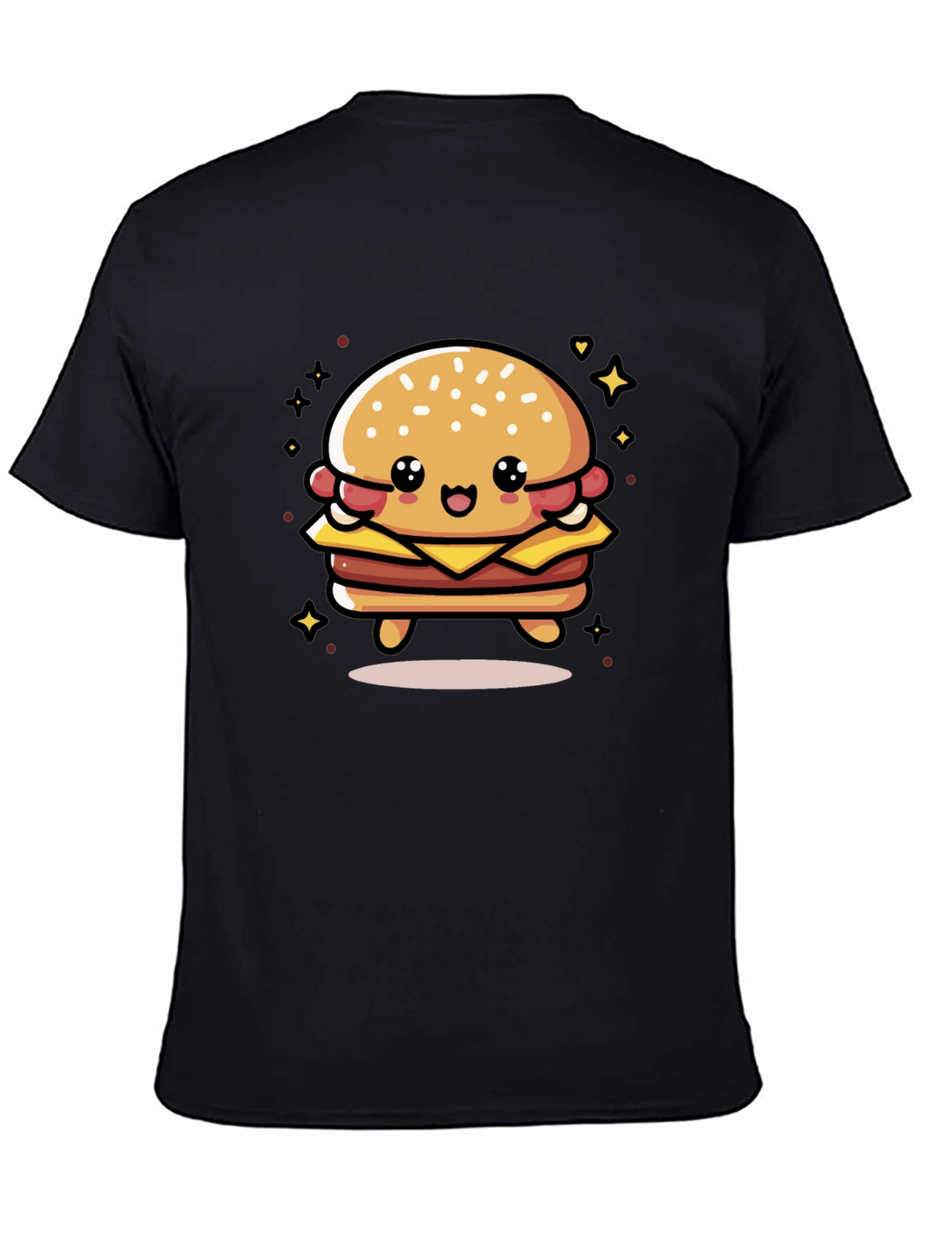 Cute Burger Graphic Tee - Unisex Black T-Shirt