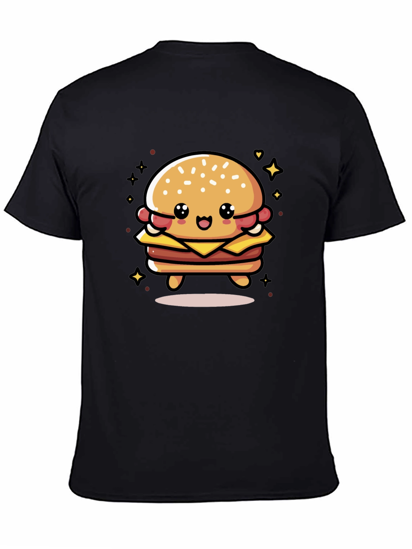 Cute Burger Graphic Tee - Unisex Black T-Shirt