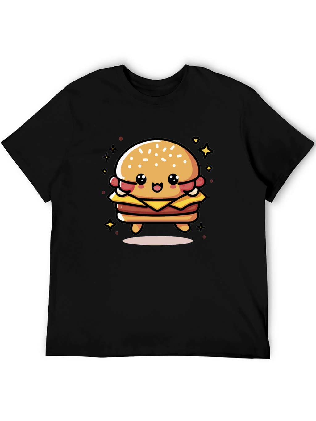Cute Burger Graphic Tee - Unisex Black T-Shirt