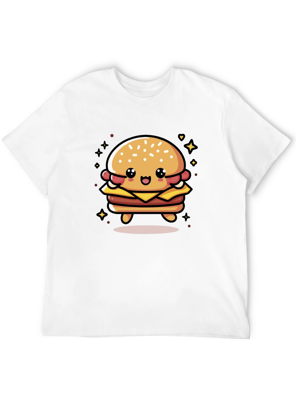 Cute Burger Graphic Tee - Unisex Black T-Shirt