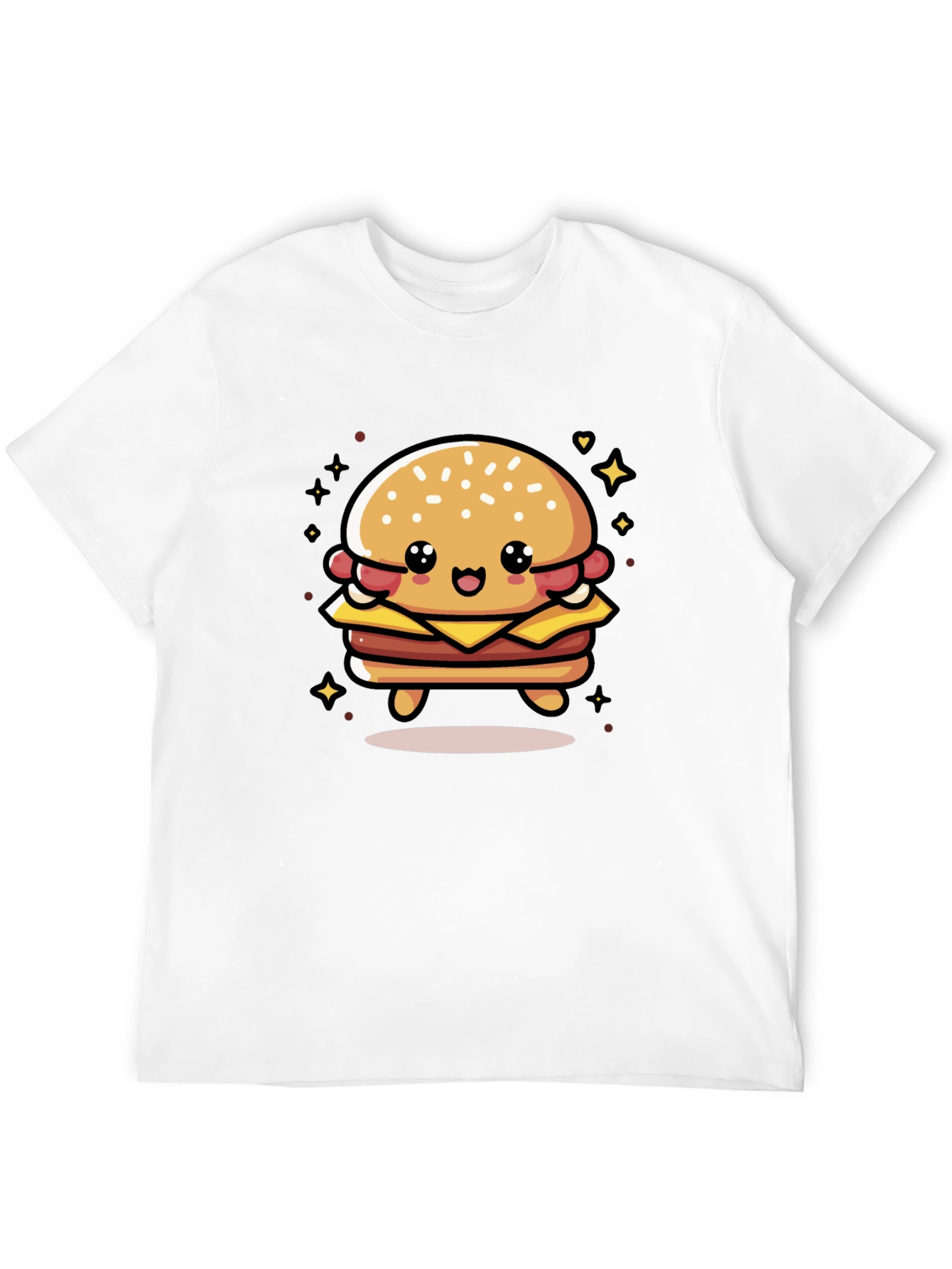 Cute Burger Graphic Tee - Unisex Black T-Shirt